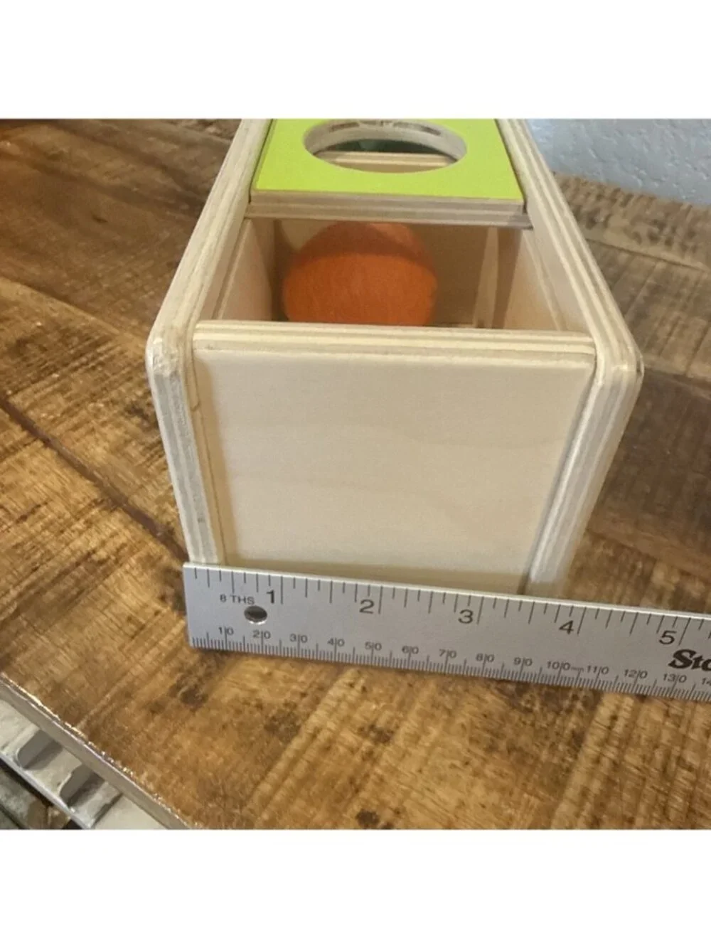 Lovevery Top Sliding Box With Felt Ball Drop Wooden Toy Montessori Sensory Balls